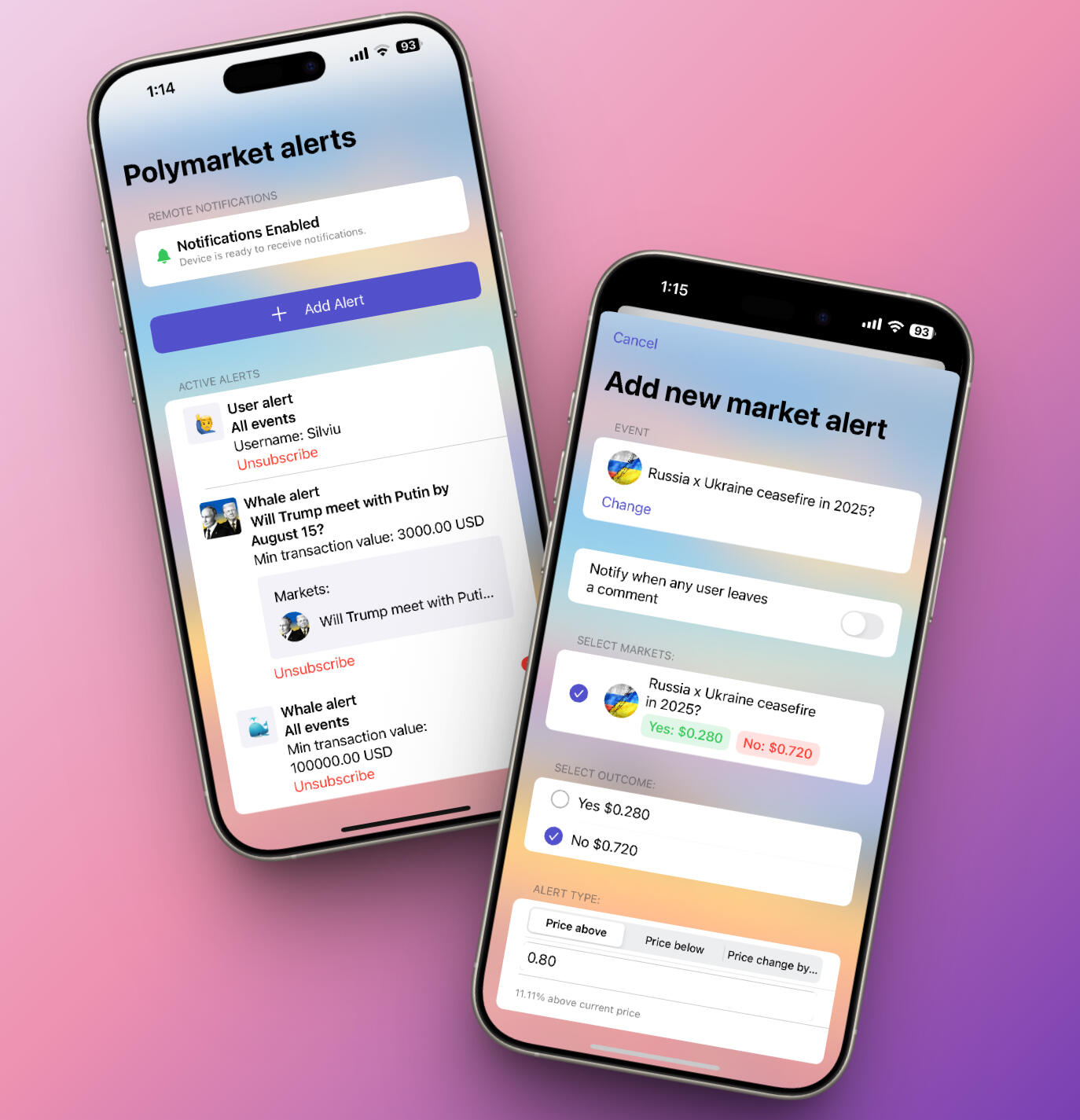 Polymarket alert presentation